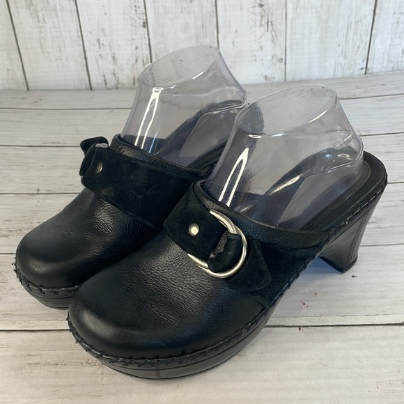Nurture Black Clogs/Mules with Silver Ring Accents - Picture 2 of 11